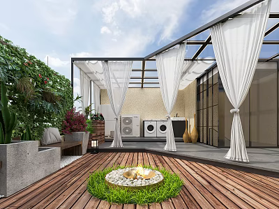 Modern Garden Terrace 3d model