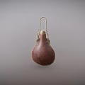 Brown Leather Flask With Metal Hook And Vintage Craft Design