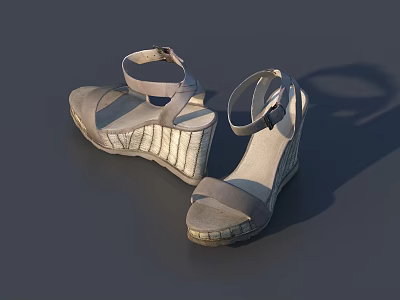 Women's Comfortable Wedge Sandals With Ankle Strap And Woven Texture Design 3d model