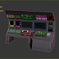 Advanced Modern Computer Console With Multiple Display Screens And Control Buttons