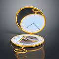 Open Gold Pocket Watch with White Dial and Black Hands on Dark Background with Reflection