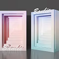 Barbie Themed Photo Spot With Pastel Gradient Layered Tunnel Design And Two Rectangular Boxes 3d model