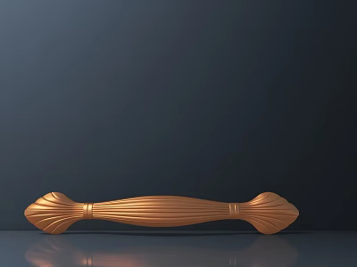 Copper Colored Furniture Handle With Wavy Patterns On Dark Reflective Background 3d model