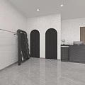 Modern Fashion Clothing Store With Glass Windows Mannequins And Interior Clothing Displays