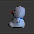 Blue Snowman Plush Toy with Red Nose Black Eyes Black Buttons and Blue Collar Sitting