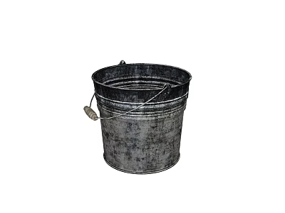 Vintage Metal Bucket With Sturdy Handle For Household Storage And Decorative Use 3d model