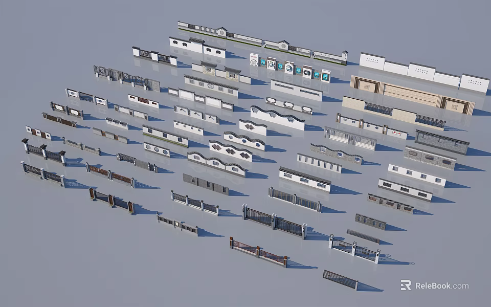 Various Building Facades 3D Models Display Different Architectural Styles And Textures 3d model