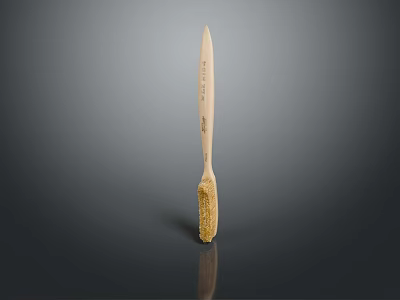 Wooden Brush With Yellow Bristles And Engraved Handle On Dark Background 3d model