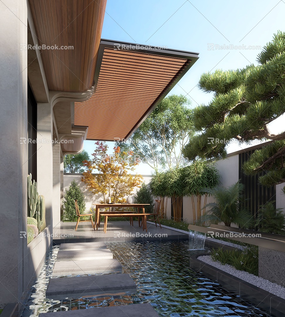 Modern courtyard courtyard landscape 3d model