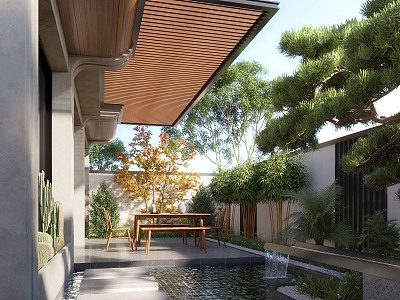 Modern courtyard landscape 3d model