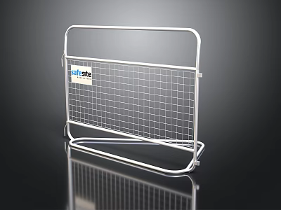 Temporary Metal Safety Fence With Grid Mesh Design And SafeSite Branding 3d model