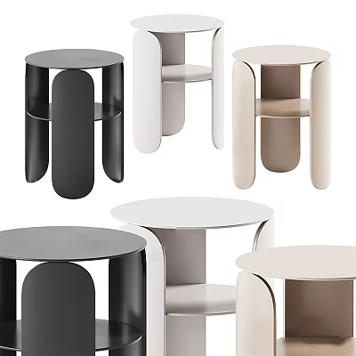 Modern Minimalist Side Tables With Black White Beige Colors And Unique Leg Design 3d model