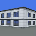 Two Story Modern Building With White Exterior Multiple Windows And Entrance Steps