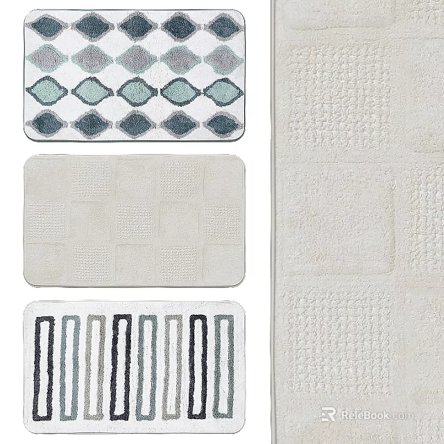 Stylish Floor Mats Featuring Geometric Patterns Striped Designs And Textured Surfaces 3d model 