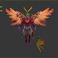 Mythic Phoenix Warrior With Red Gold Feathered Wings And Ornate Armor