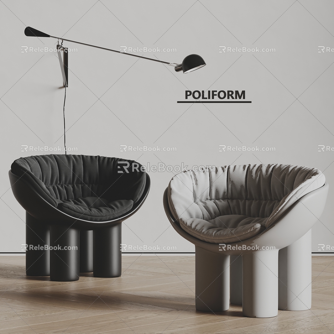 poliform Modern Stool Fabric Stool 3d model