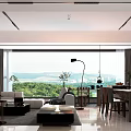 Modern Living Dining Room Interior Design With White Sofa TV And Floor Lamp
