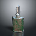 Vintage Old Style Military Weapon Green Rusted Metal Grenade With Metal Loop