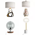 Modern Design Table Lamps With Metal Loop Glass Sphere Shell Decor And Marble Base 3d model