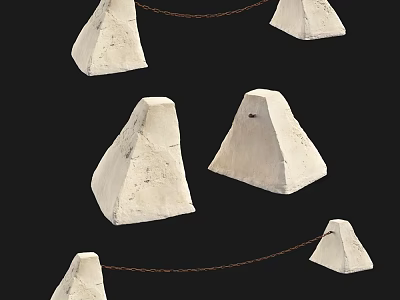 Road Facilities Concrete Bollards Connected With Chains For Urban Traffic Safety 3d model