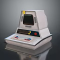 Vintage Retro Computer Console With White Body Screen And Colorful Buttons