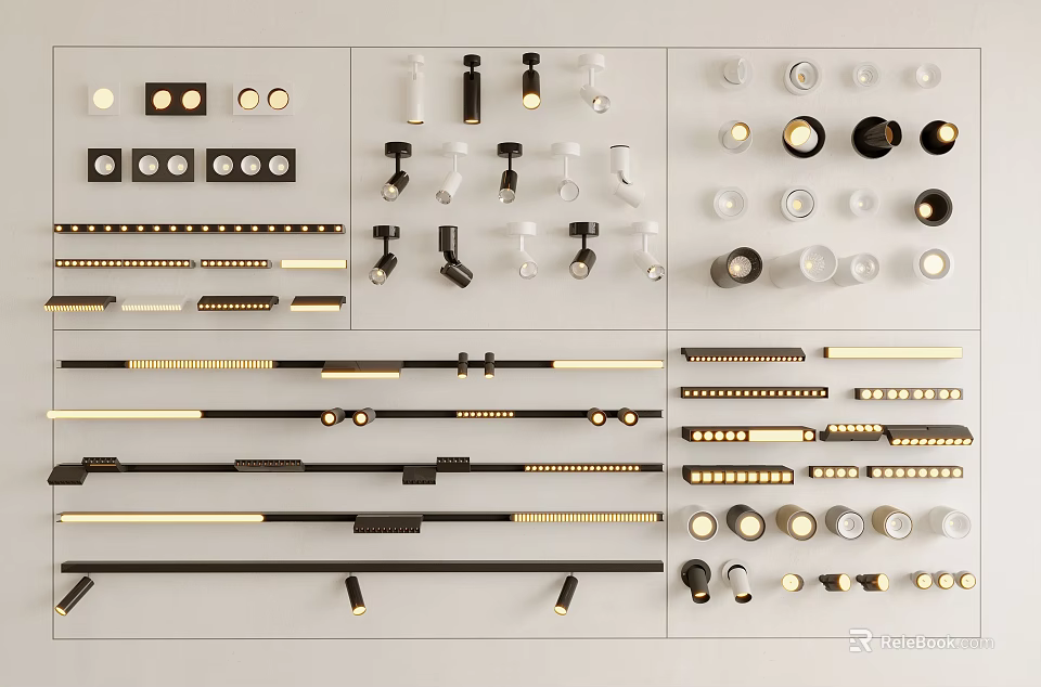 Modern Recessed Downlights And Spotlights With Various Styles For Home Interior Lighting 3d model 