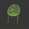 Modern Orange Armchair With Intricate Cutout Pattern Artistic Backrest And Slender Legs