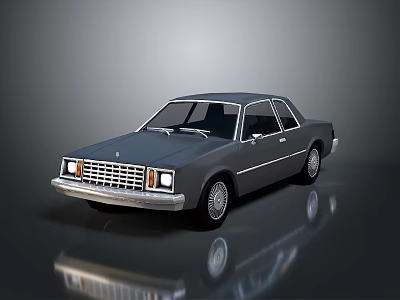 Gray Classic Sedan With Vintage Design Shiny Exterior And Reflective Floor 3d model