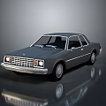 Gray Classic Sedan With Vintage Design Shiny Exterior And Reflective Floor