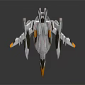 Futuristic Fighter Jet 3D Model With Sleek White Gray And Orange Design