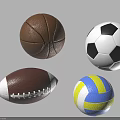 Various Sports Equipment Balls Including Basketball Soccer Ball Football And Volleyball