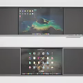 Two Device Screens Showing Desktop Interfaces With App Icons And Background