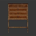 Exquisite Wooden Console Side Cabinet With Carved Details Multiple Drawers And Classic Legs Design