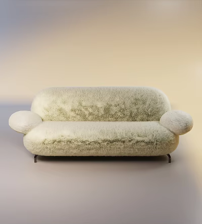 Plush Cream Sectional Sofa with Rounded Arms and Metal Legs Modern Comfortable Design 3d model