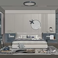 Bright Kids Room Interior Design With Airplane Decor Cloud Rug Bed And Bookshelf