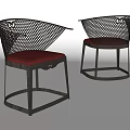 Modern Dining Chairs With Mesh Backrest Red Padded Seat And Black Frame 3d model