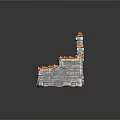 Square Structure Model With Gray Bricks Red Bricks And Wooden Base