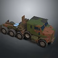 Camouflage Painted Military Truck With Multiple Wheels And Heavy Duty Transport Structure