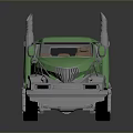 Green Semi Truck Model With Silver Cab And Black Wheels Design