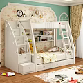 Kids Room Bunk Bed With Storage Stairs Drawers And Floral Bedding Decor