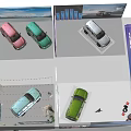 Colorful Car Models On Display Stands With Exhibition Setup And Different Hues