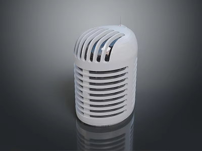 White Striped Retro Device With Shiny Surface And Base Reflection 3d model