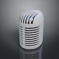 White Striped Retro Device With Shiny Surface And Base Reflection