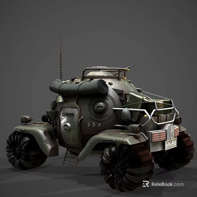Tracked Armored Military Weapon Vehicle With Antenna And Heavy Duty Combat Equipment Design 3d model 