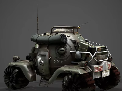 Tracked Armored Military Weapon Vehicle With Antenna And Heavy Duty Combat Equipment Design 3d model