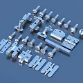 Assorted Metal Hardware Parts With Bolts Nuts Brackets And Fasteners 3d model