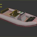Modern Inflatable Yacht With Seats Wooden Deck And Steering Wheel