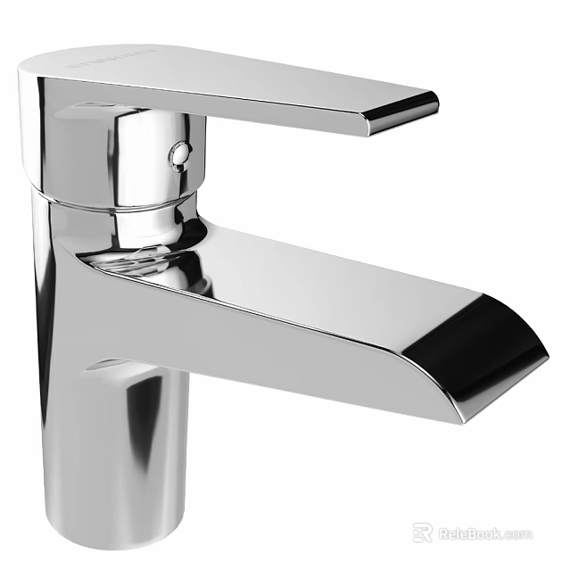 Sleek Modern Chrome Faucet With Single Handle And Polished Surface Design 3d model 