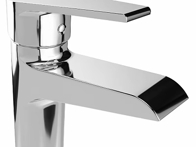 Sleek Modern Chrome Faucet With Single Handle And Polished Surface Design 3d model