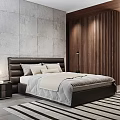 Modern Background Double Bed Double Bed 3d model